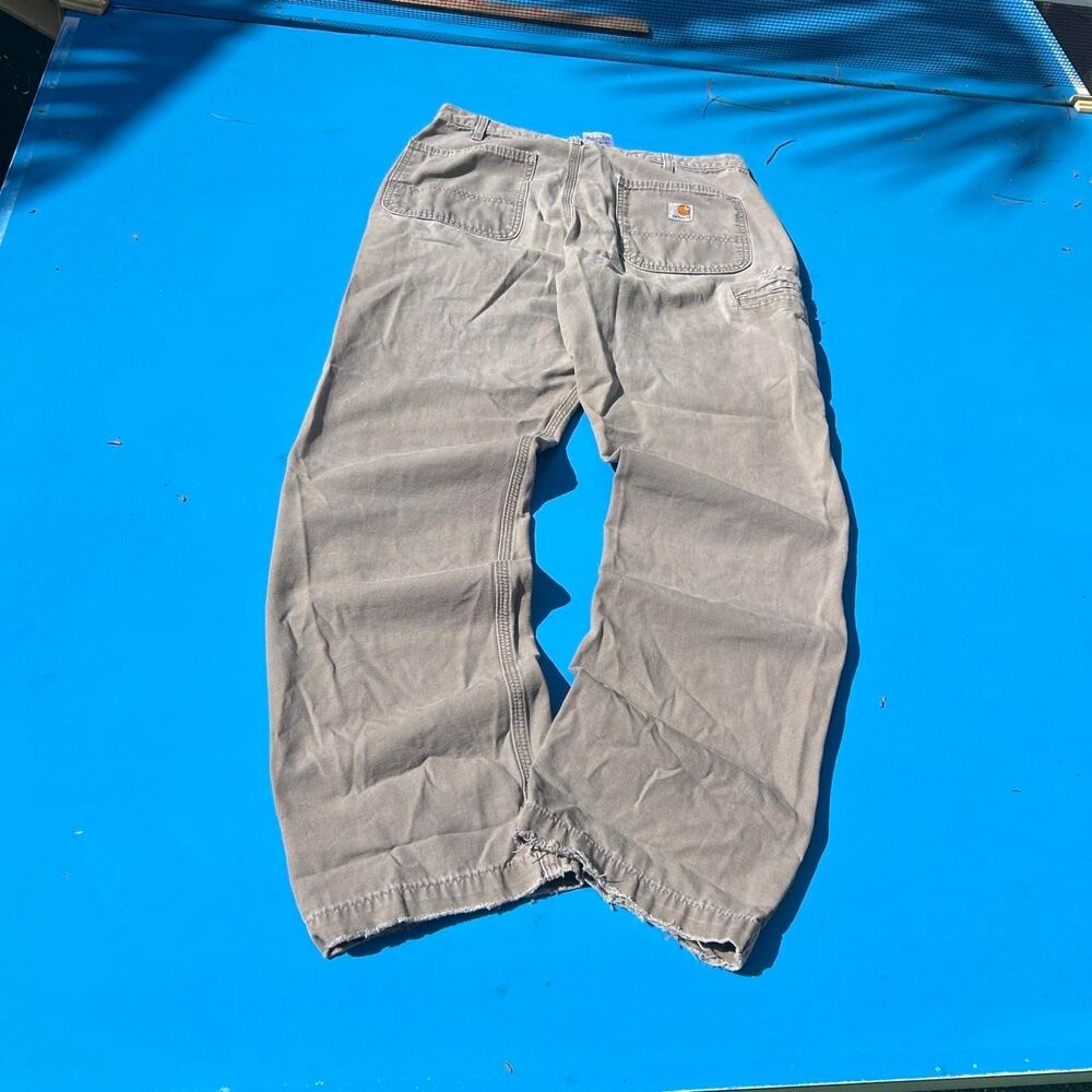 Carhartt baggy wide leg vtg 00s distressed and worn tan carpenter
